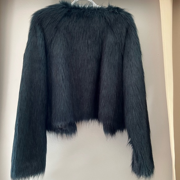 NWOT Free People Frankie Green Multicolored 70s Y2K Faux Fur Coat - Picture 8 of 10